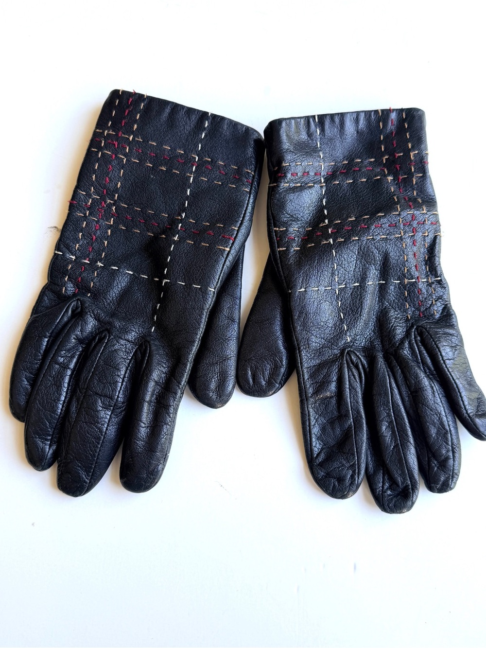 Topstitch Leather Gloves Womens Size 7 Aris 115 KH-2
